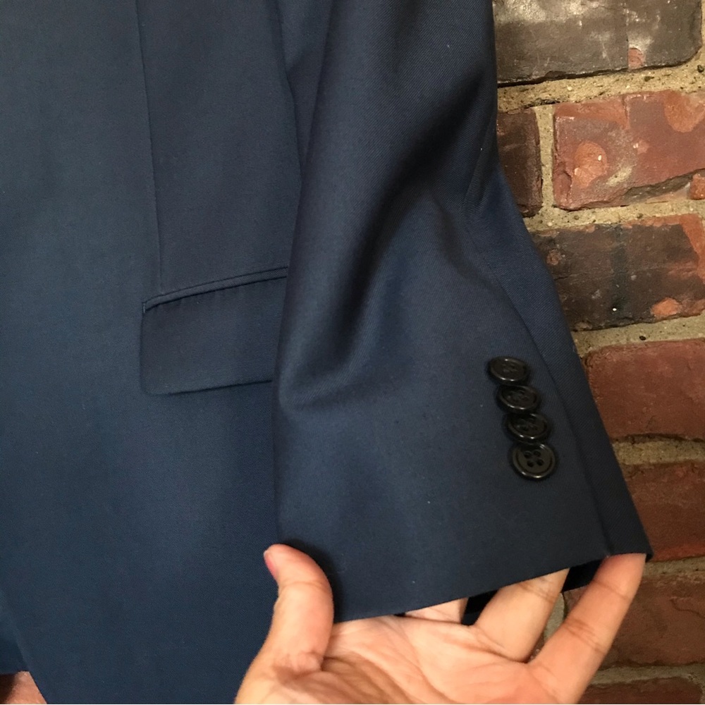 Michael Kors Solid Blue Ventless Blazer Size 46l … - image 4